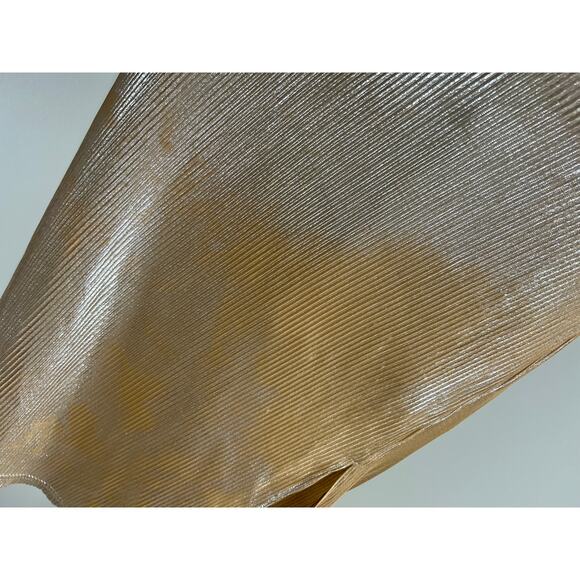 Metallic Gold Silver Spaghetti Strap Backless Flowy Shift Dress Womens M - Picture 9 of 11